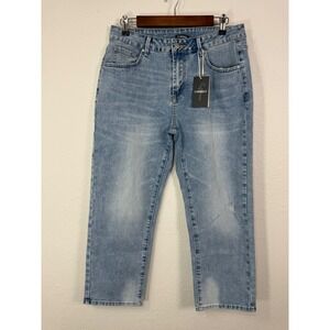 NEW Flamingals Womens Large 5 Pocket Cropped Blue Jeans #71419 Stretch Casual